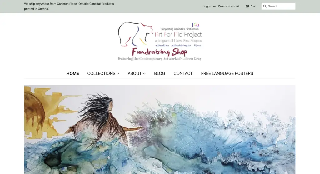 The Art for Aid Shop - Home page top